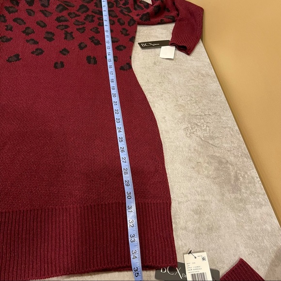 BCX Womens Burgundy Printed Long Sleeve - Picture 6 of 6